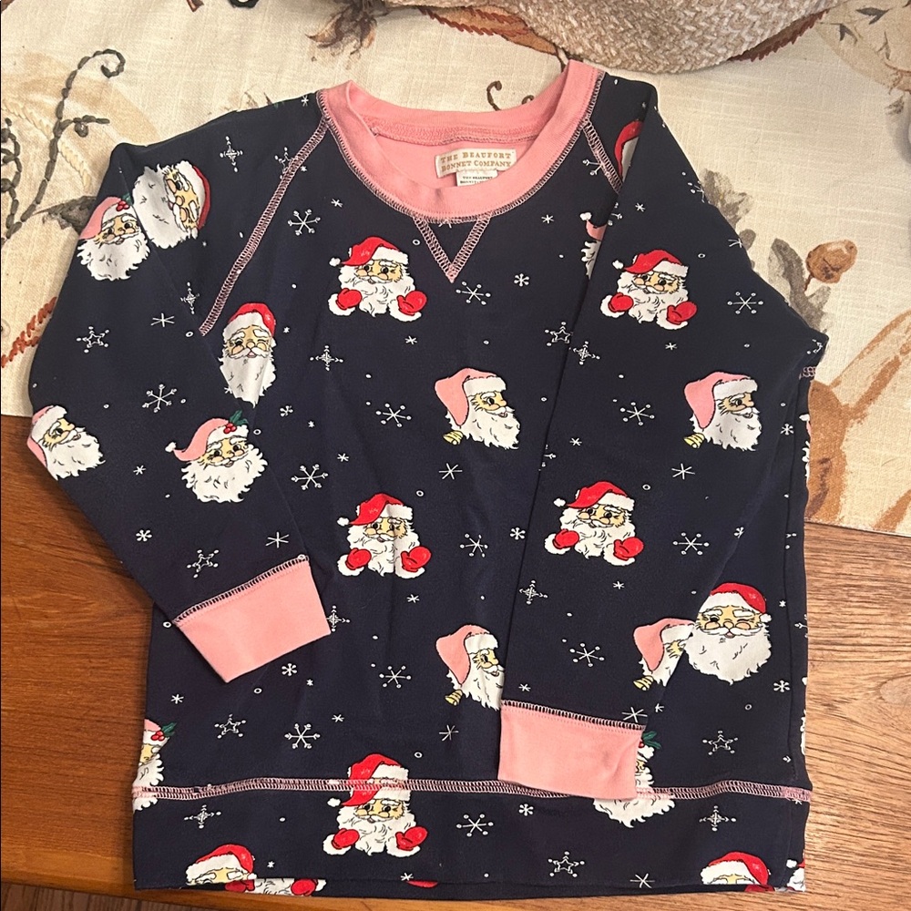 The Beaufort Bonnet Company Navy and Pink Santa Long Sleeve Tee